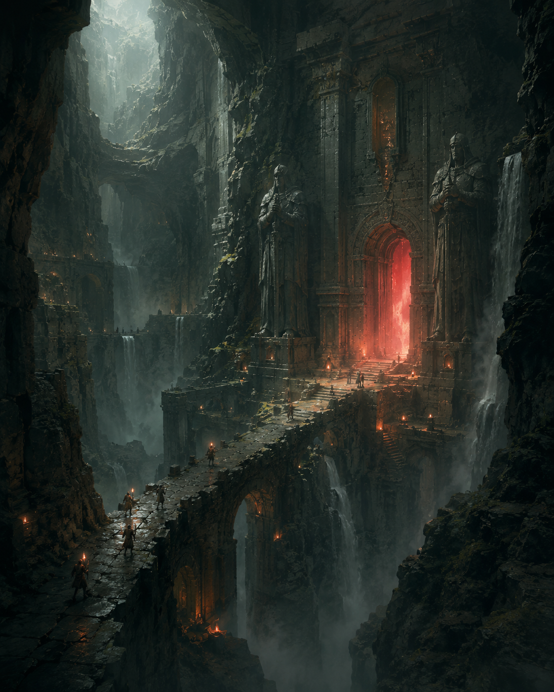 Cath&eacute;drale gothique lumineuse dans une caverne, image g&eacute;n&eacute;r&eacute;e par IA