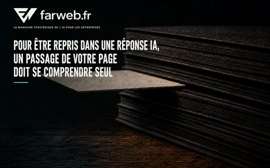 ChatGPT peut ne reprendre qu’un paragraphe de votre page. Veillez à ce qu’il se comprenne seul.