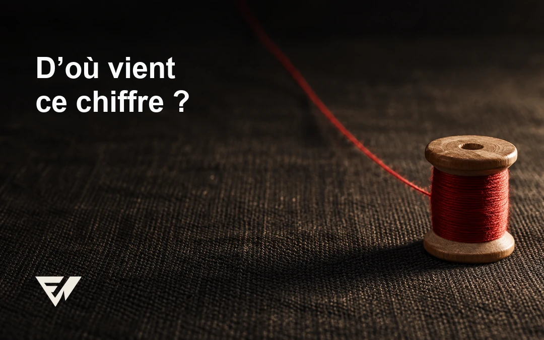 Fil rouge tendu depuis une bobine de bois, qui se perd dans l’ombre
